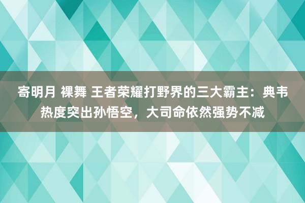 寄明月 裸舞 王者荣耀打野界的三大霸主：典韦热度突出孙悟空，大司命依然强势不减