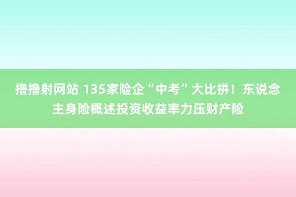 撸撸射网站 135家险企“中考”大比拼！东说念主身险概述投资收益率力压财产险