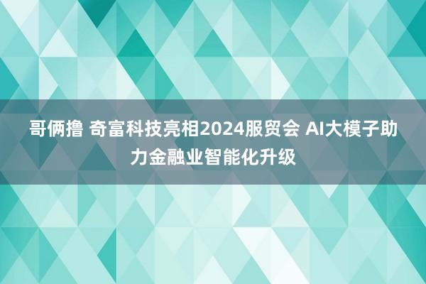 哥俩撸 奇富科技亮相2024服贸会 AI大模子助力金融业智能化升级