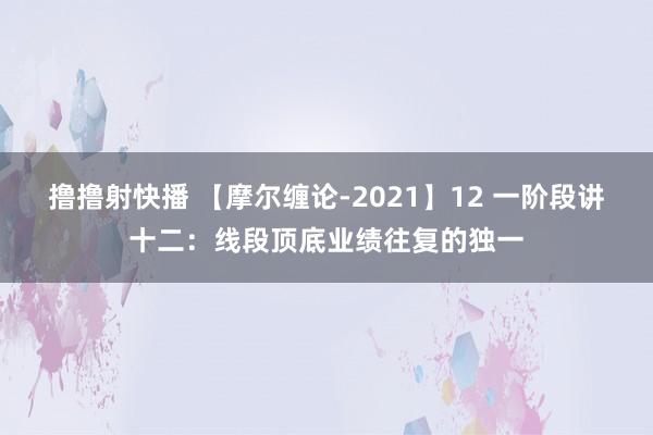 撸撸射快播 【摩尔缠论-2021】12 一阶段讲十二：线段顶底业绩往复的独一