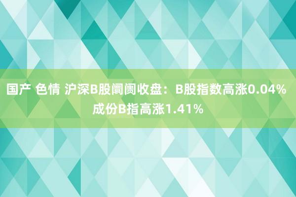 国产 色情 沪深B股阛阓收盘：B股指数高涨0.04% 成份B指高涨1.41%