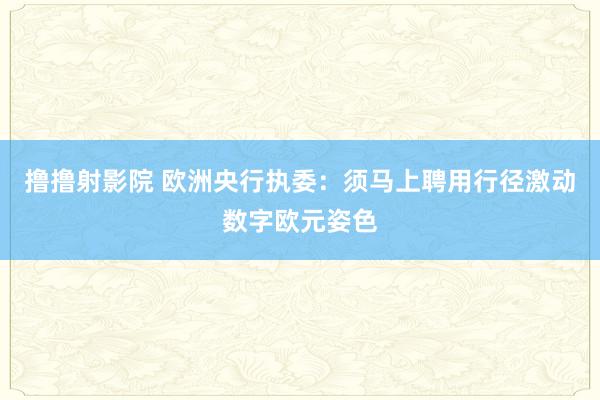 撸撸射影院 欧洲央行执委：须马上聘用行径激动数字欧元姿色