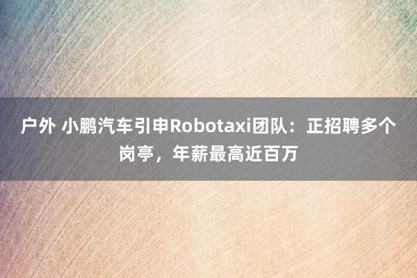 户外 小鹏汽车引申Robotaxi团队：正招聘多个岗亭，年薪最高近百万