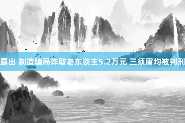 露出 制造骗局诈取老东谈主5.2万元 三须眉均被判刑