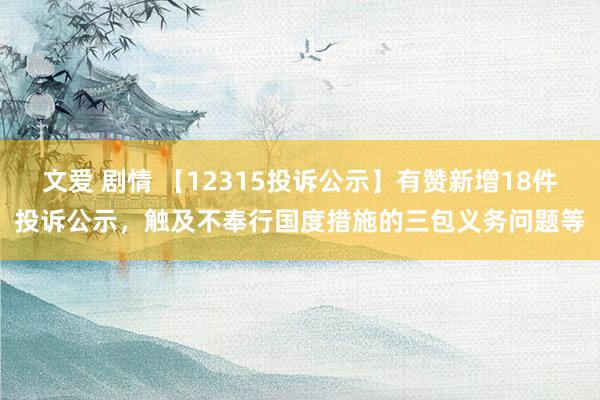 文爱 剧情 【12315投诉公示】有赞新增18件投诉公示，触及不奉行国度措施的三包义务问题等