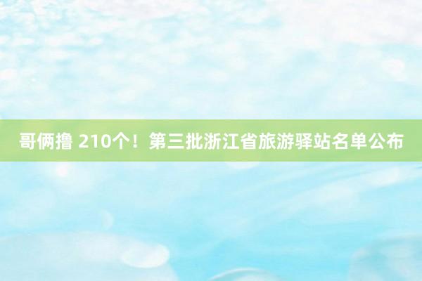 哥俩撸 210个！第三批浙江省旅游驿站名单公布