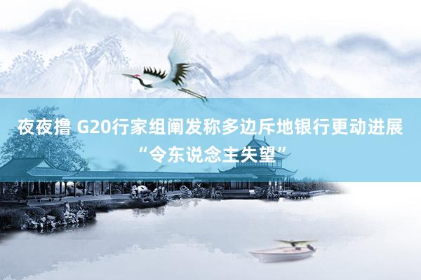 夜夜撸 G20行家组阐发称多边斥地银行更动进展“令东说念主失望”