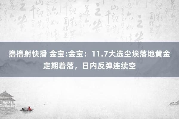 撸撸射快播 金宝:金宝：11.7大选尘埃落地黄金定期着落，日内反弹连续空