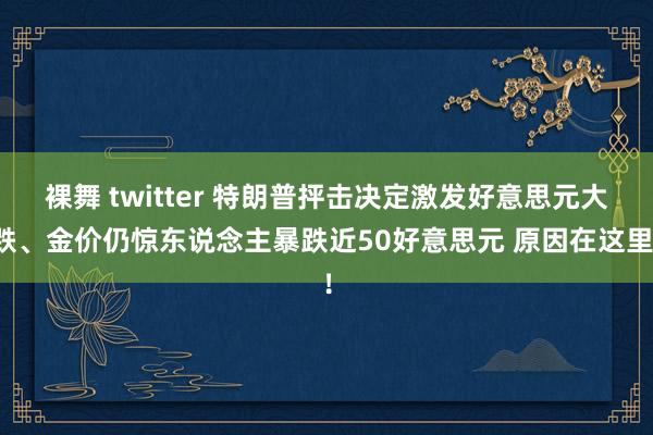 裸舞 twitter 特朗普抨击决定激发好意思元大跌、金价仍惊东说念主暴跌近50好意思元 原因在这里！