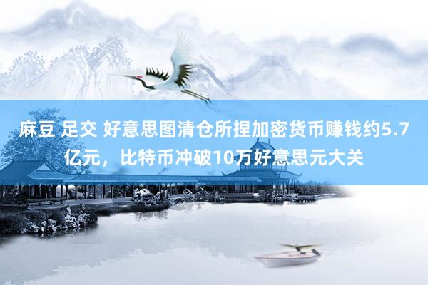 麻豆 足交 好意思图清仓所捏加密货币赚钱约5.7亿元，比特币冲破10万好意思元大关