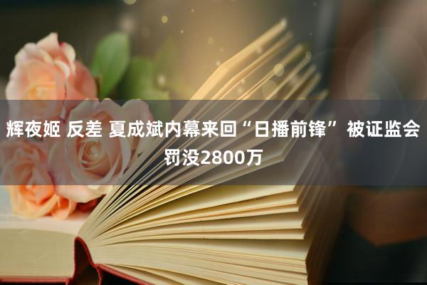 辉夜姬 反差 夏成斌内幕来回“日播前锋” 被证监会罚没2800万