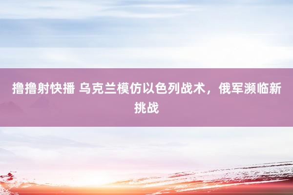 撸撸射快播 乌克兰模仿以色列战术，俄军濒临新挑战