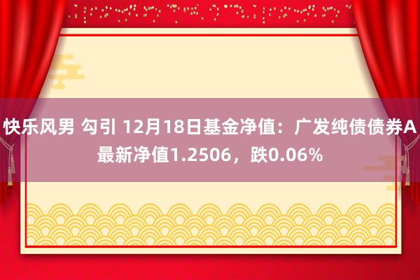 快乐风男 勾引 12月18日基金净值：广发纯债债券A最新净值1.2506，跌0.06%