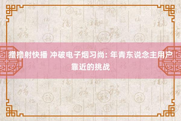 撸撸射快播 冲破电子烟习尚: 年青东说念主用户靠近的挑战