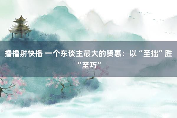 撸撸射快播 一个东谈主最大的贤惠：以“至拙”胜“至巧”