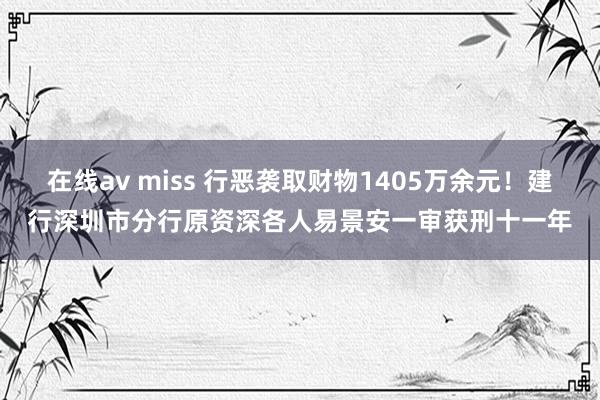 在线av miss 行恶袭取财物1405万余元！建行深圳市分行原资深各人易景安一审获刑十一年