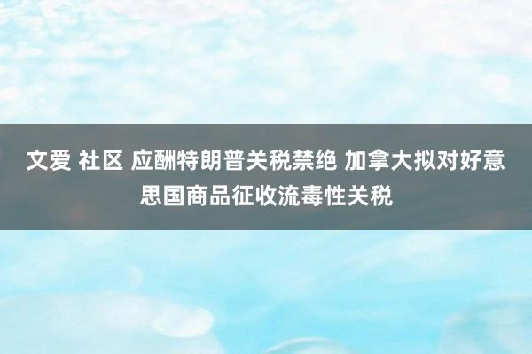 文爱 社区 应酬特朗普关税禁绝 加拿大拟对好意思国商品征收流毒性关税