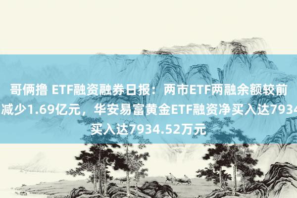 哥俩撸 ETF融资融券日报：两市ETF两融余额较前一往往日减少1.69亿元，华安易富黄金ETF融资净买入达7934.52万元