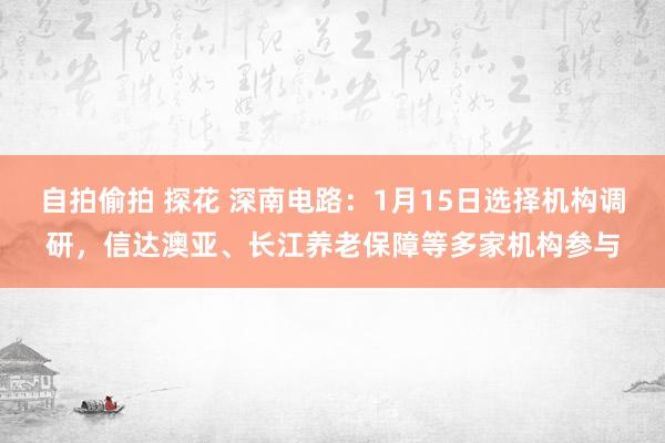 自拍偷拍 探花 深南电路：1月15日选择机构调研，信达澳亚、长江养老保障等多家机构参与